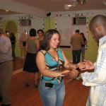 Group salsa class in Brooklyn, NY.