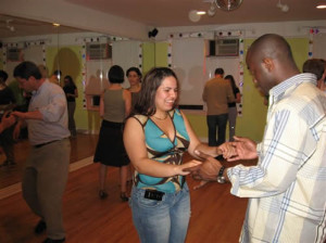 Group salsa class in Brooklyn, NY.