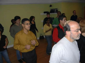 Group salsa class in Brooklyn.