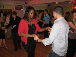 Group salsa lesson in Brooklyn.