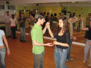 Salsa students taking beginner salsa class at Dance Fever Studios.