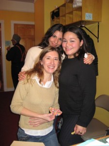 Carolina, Anna and Noelia during tango lesson.
